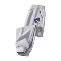 Lavi童装儿童春秋款男童长裤男孩卫裤宽松运动束脚裤洋气童牛奶丝1 卫裤-灰-耳机男 140