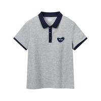 森马（Semir）POLO衫女凉感抗菌修身俏皮甜美风季撞色印花109323115005 中花灰00510 M