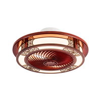 风向标新中式吸顶风扇灯全光谱LED吊扇灯餐厅客厅一体鸿运扇带电扇灯 1249D花开富贵530大+无极调光