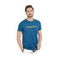 Raidy Boer/雷迪波尔【3A抑菌+特牢钻】夏男烫钻镭射短袖T恤7075 蓝色 160/44/XS