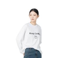 易菲(YIFINI)宽松时尚印花针织长袖T恤女春秋圆领通勤上衣B09Z3938 白色 XL