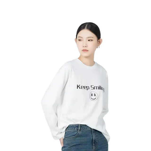 易菲（YIFINI）宽松时尚印花针织长袖T恤女春秋圆领通勤上衣B09Z3938 白色 XL
