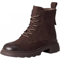 百丽（Belle）复古羊皮马丁靴女2025冬方跟休闲短靴E5S2DDD5 啡色-绒里 39