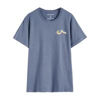 真维斯女装短袖圆领T恤 2024夏季宽松上衣女生纯棉套头体恤LE 中蓝色8520 165/88A/L