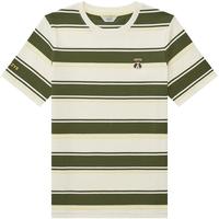 哈吉斯（HAZZYS）女装 2024夏季女士宽松条纹圆领T恤衫女ASTSE0BBE58 卡其色KK 165/88A 40