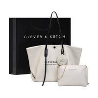 CLEVER & KETCH包包女包2023手提包大容量上班通勤托特包子母包 米白色