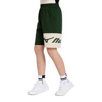 美津浓(MIZUNO)儿童夏季纯棉运动裤男女童针织弹力五分裤短裤透气DK3129 军绿色 150CM(70-85斤)