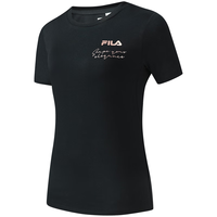 FILA 斐乐 官方拿铁女孩女子短袖T恤2024夏冰丝小蛮腰运动上衣