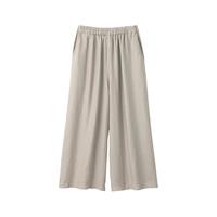 無印良品 MUJI（無印良品 ）女式 麻 喇叭裤 裤子女款夏季款休闲裤阔腿裤长裤 BEG21C4S 淡黄色 L (165/70A)