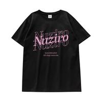 風采兔 港味纯棉chic正肩短袖t恤女2024夏季宽松oversize设计感百搭上衣 白灰色 L
