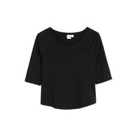 Gap 盖璞 女装夏季罗纹针织修身T恤659466五分袖上衣 黑色 165/88A(S)