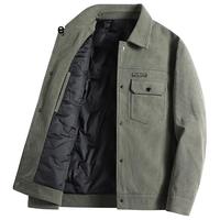 慕卡格冬季羽绒服男2024年外套翻领保暖衣服中年爸爸休闲灯芯绒 豆绿色GPTC8808 M