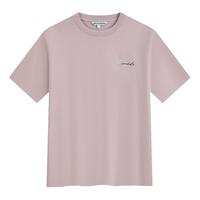 马克华菲【凉感索罗娜】撞色印花短袖T恤男2024春夏休闲纯色打底衫T恤 406粉红 XL