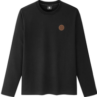 七匹狼长袖T恤男装衣服上衣圆领时尚户外体恤衫柔软 001(黑色) 175/92A/XL