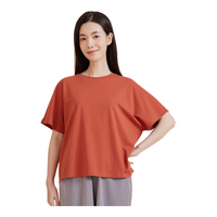 宜而爽女士圆领短袖T恤夏季宽松连袖上衣棉氨内衣打底衫女深陶土XL/170