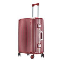 CaptainTony行李箱男铝框拉杆箱女20男女出差旅行箱登机箱万向轮密码箱 胭脂红 24寸-出行黄金尺寸/中长途旅行