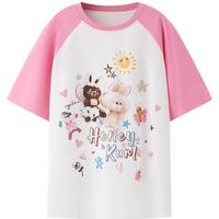 【Honey Kuma联名】乐町2024夏季玩偶印花宽松插肩袖短袖T恤
