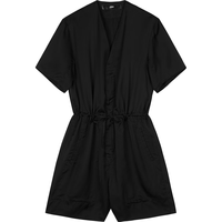 江南布衣夏季女装连体衣宽松休闲气质V领短袖通勤5O6F14220 001/本黑 S
