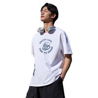 班尼路(Baleno)t恤男夏季潮流美式复古简约圆领上衣重磅吸汗男女同款纯棉短袖 5XL(220-240斤) 白/JPB享受生活