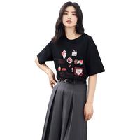 La Chapelle【小乐专享】拉夏贝尔美式简约T恤女2024夏季显瘦短袖上衣T恤