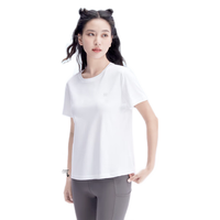 猫人（MiiOW）【含明信片】女士T恤液氨棉短袖圆领夏季薄休闲百搭打底衫 白色