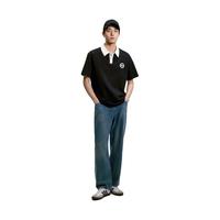 GXG男装 撞色领口拼接polo衫男宽松潮流翻领短袖t恤上衣 24夏