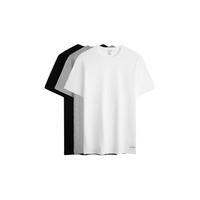 卡尔文·克莱恩(Calvin Klein)内衣夏季男士三件装简约印花纯棉打底修身家居短袖T恤NP2208O MP1-太空黑/大理石灰/月光白 M