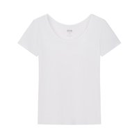 宜而爽女士60支圆领纯棉短袖衫柔软舒适打底衫T恤女白色XXL/175