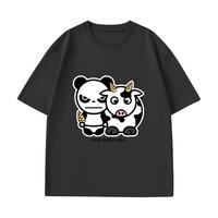 HI PANDA你好熊猫短袖男T恤夏季重磅纯棉上衣宽松男士运动风透气体恤 【纯棉】-姜黄#MP奶牛熊猫 L 【100%纯棉 亲肤透气】