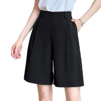 纯色简约百搭通勤西裤女款清凉直筒五分裤夏季高腰显瘦女士休闲裤