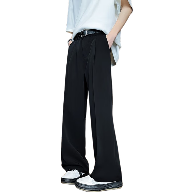   OR MODE 垂感直筒 男士休闲裤  黑色 XL