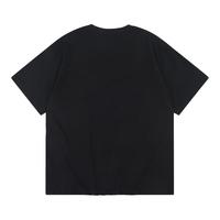 查尔斯桃心cleanfit简约字母7印花基础款纯棉T恤宽松休闲短袖男女同款 黑色 M