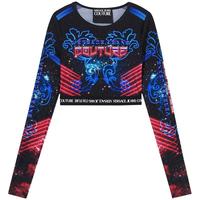 IT VERSACE JEANS COUTURE女装短款长袖T恤辣妹风紧身露脐装2A8E0