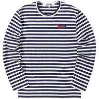 COMME des GARÇONSIT CDG PLAY COMME des GARCONS川久保玲男条纹长袖T恤双爱心缝饰