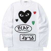 COMME des GARÇONSIT CDG PLAY COMME des GARCONS川久保玲男装长袖T恤爱心缝饰印花