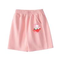 拾贝壳儿童短裤夏季童装中腿裤半截裤男童女童五分裤宽松舒适 粉-贪吃熊 120码（身高110cm-120cm）