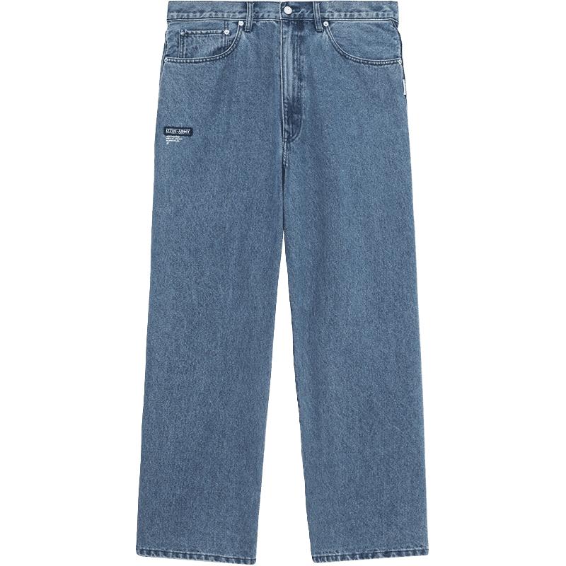 it izzue男装宽松牛仔长裤2024春季复古街潮水洗直筒裤6505S