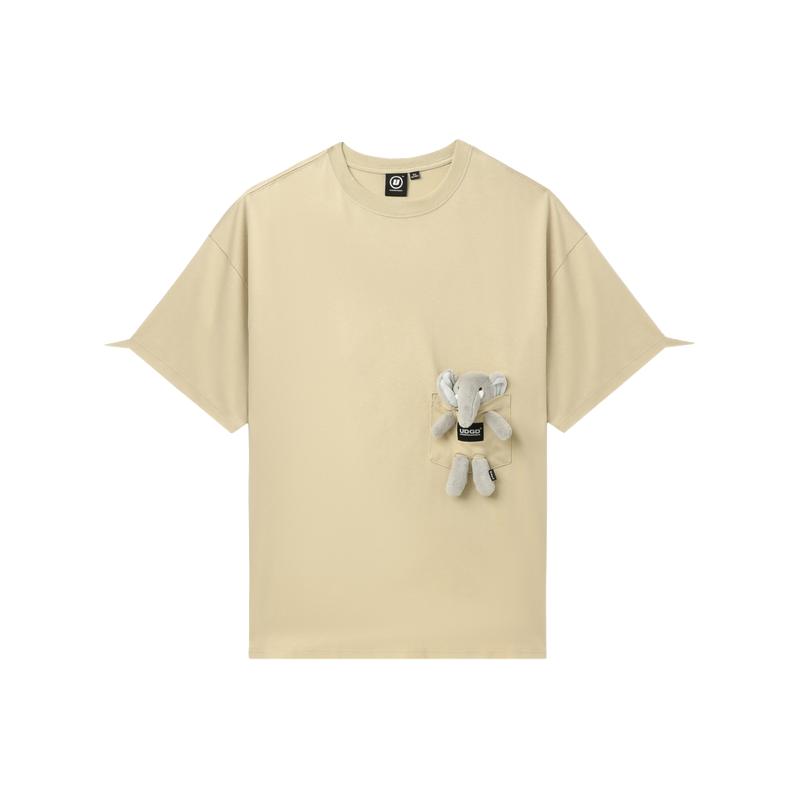  UNDER GARDEN 创意饰立体小象 男士短袖T恤  BGX/棕色，GYD/深灰色，WHX/白色 S，M，L，XL