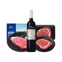 春禾秋牧 澳洲原切西冷眼肉牛排2片 法国干红葡萄酒750ml烛光晚餐