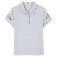 韩潮袭人POLO领刺绣百搭短袖T恤女宽松休闲设计感上衣夏款体恤