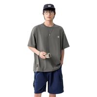 金利来g+【防泼水/凉感】春夏款短袖T恤男内搭同款八角星纹半袖 灰色 58 L