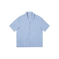 CHINISM CH古巴领短袖衬衫男夏季轻薄肌理感美式潮牌宽松条纹衬衣