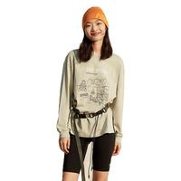 Teenie Weenie小熊夏季休闲简约慵懒感长袖圆领时尚印花T恤上衣女 军绿色 165/M