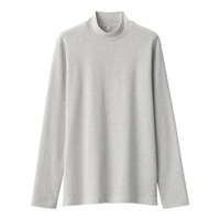 無印良品 MUJI(無印良品 )女式 起毛罗纹织半高领长袖T恤上衣打底衫内搭秋冬24年冬 浅灰色 M (160/84A)