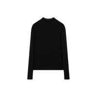 ELAND衣恋长袖T恤女中短修身薄款显瘦纯色柔软打底衫 黑色(19)Black S/160