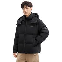 王一博同款鸭鸭品牌羽绒服男女同款2024新短款加厚冬季青少年外套 黑色 175