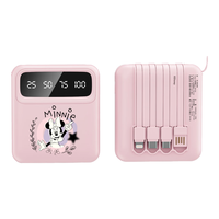 迪士尼（DISNEY）【3C认证】DX299充电宝10000毫安自带四线智能数显快充大容量移动电源小巧便携可上飞机女生可爱 粉色米妮【自带四线+智能数显+可上飞机】