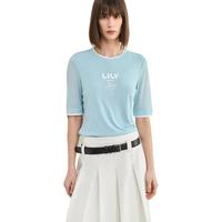 丽丽 LILYt恤女24夏时髦运动风假两件趣味时尚印花舒适百搭t恤上衣女