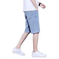 牛仔短裤男夏季时尚简约复古中裤宽松薄款直筒微弹五分裤子