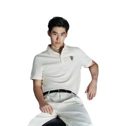 太平鸟 男装男士POLO衫索罗娜40支polo衫夏新刺绣休闲翻领^米色 XL